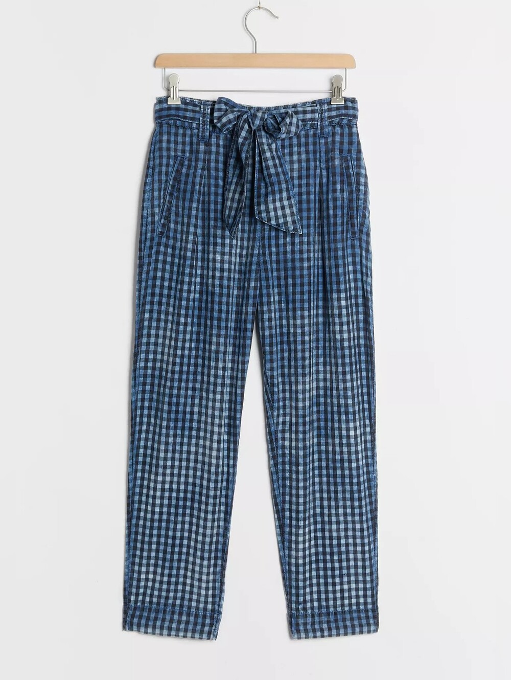 NWT Anthro Maeve Avryl Bleached Plaid Slim Pants